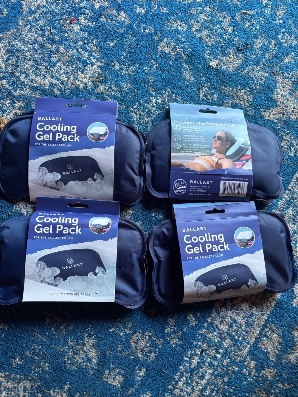 Cooling Gel Pack for Pillow - Navy Blue (set of 4) brand new
